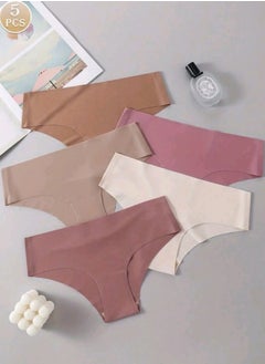 Shein 5pcs/Pack Women's Solid Colored Microfiber Breathable Comfortable Triangle Panties  - Image 1