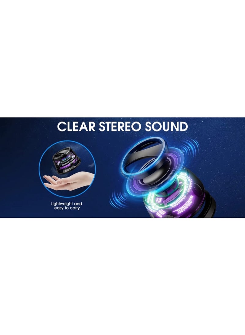 ميني مكبر صوت بلوتوث - مكبر صوت محمول بصوت عالي الدقة وصوت جهير عميق وميكروفون مدمج - مكبر صوت بلوتوث صغير الحجم وقابل لإعادة الشحن للهواتف أو الأجهزة اللوحية أو أجهزة الكمبيوتر المحمولة أو السفر - متوافق - Image 2