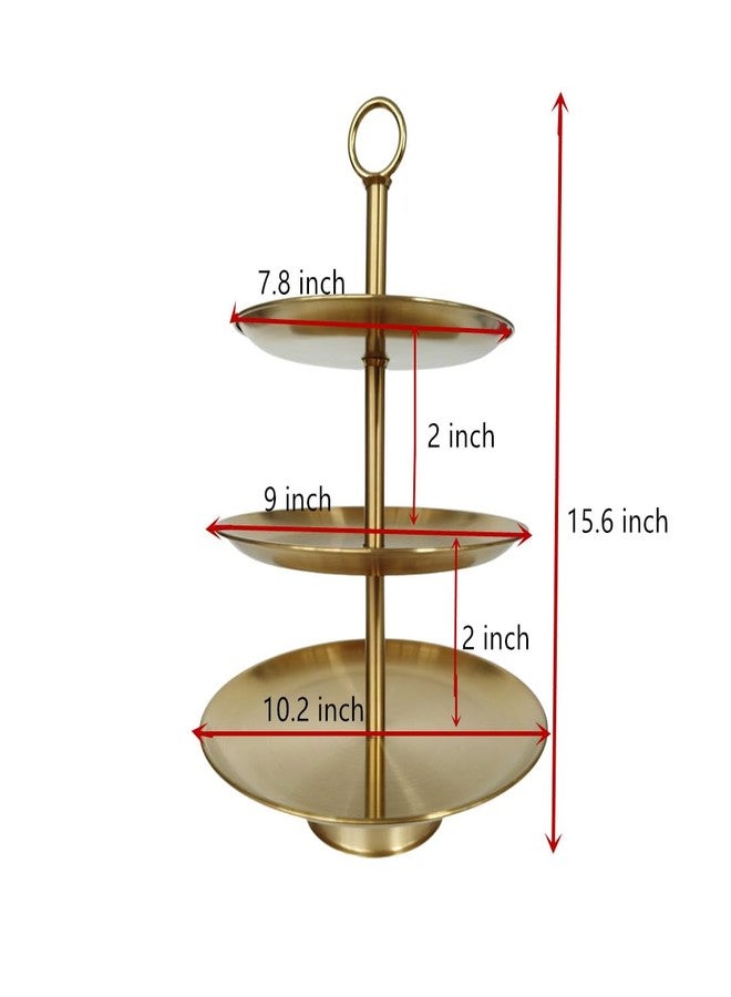 Jilukibo Metal 3 Tier Round Serving Tray, Cupcake Dessert Appetizer Stand, Stainless Steel Cake Cupcake Tower Stand Holder for Home Garden Display Wedding Bridal Shower Birthday Party Supplies (Gold) - Image 2
