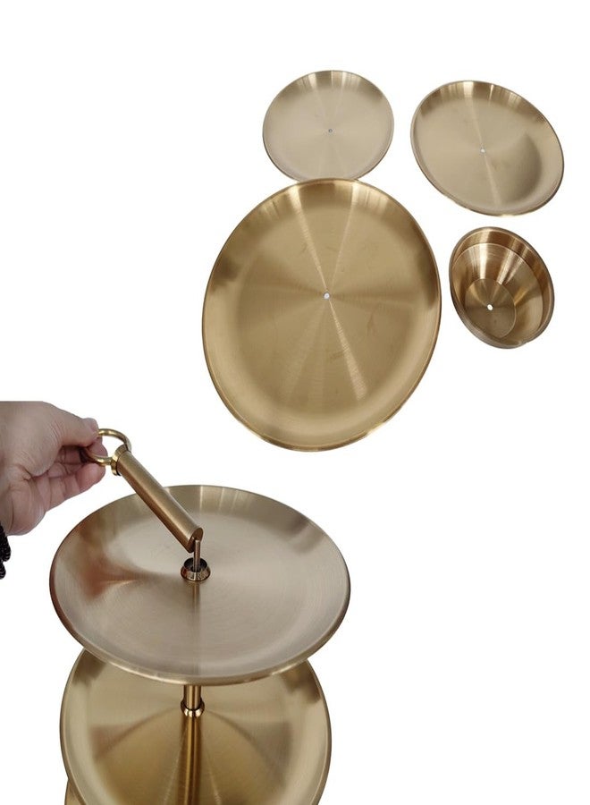 Jilukibo Metal 3 Tier Round Serving Tray, Cupcake Dessert Appetizer Stand, Stainless Steel Cake Cupcake Tower Stand Holder for Home Garden Display Wedding Bridal Shower Birthday Party Supplies (Gold) - Image 5