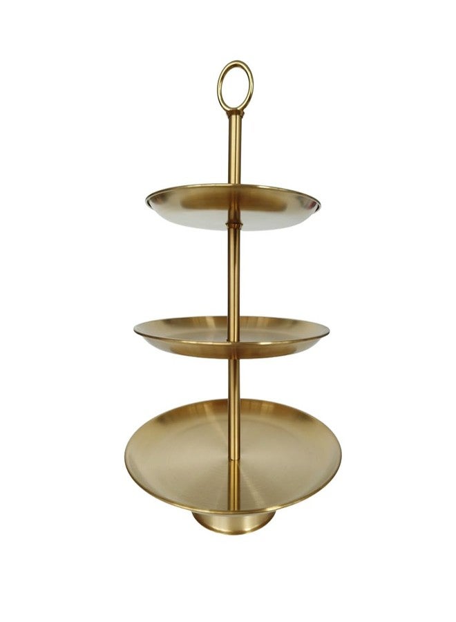 Jilukibo Metal 3 Tier Round Serving Tray, Cupcake Dessert Appetizer Stand, Stainless Steel Cake Cupcake Tower Stand Holder for Home Garden Display Wedding Bridal Shower Birthday Party Supplies (Gold) - Image 1