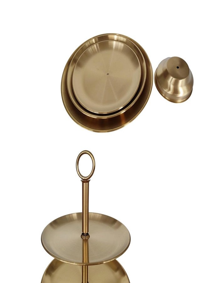 Jilukibo Metal 3 Tier Round Serving Tray, Cupcake Dessert Appetizer Stand, Stainless Steel Cake Cupcake Tower Stand Holder for Home Garden Display Wedding Bridal Shower Birthday Party Supplies (Gold) - Image 3