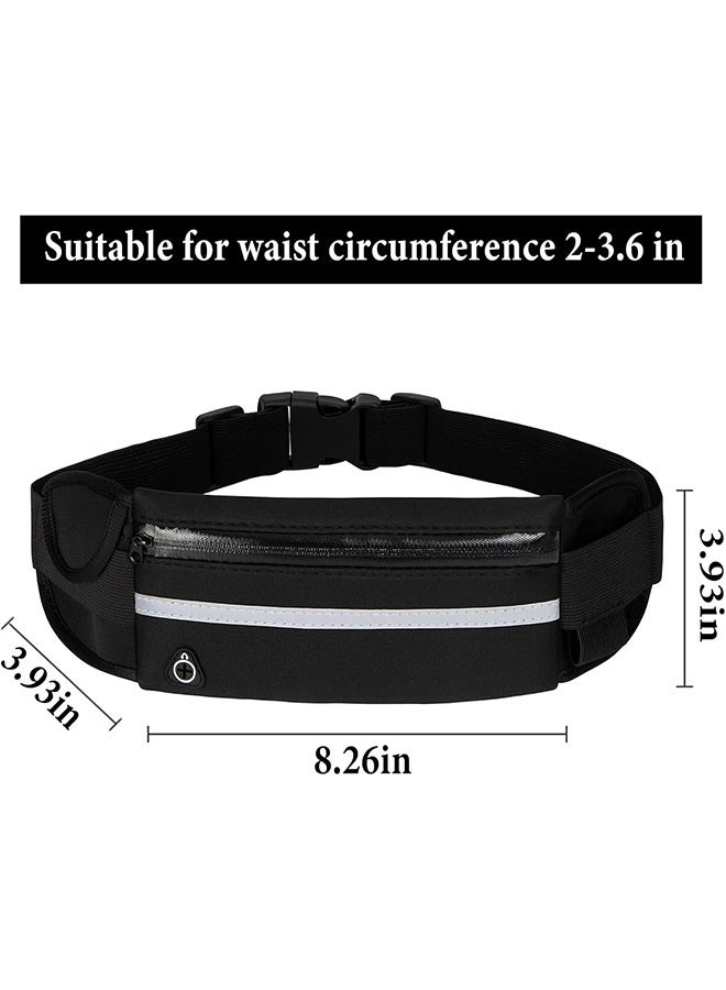MXN 2 Pcs Waterproof Shockproof Portable Waist Pack with Water Bottle Holder Reflective Stripe - Belt Money Waist Pack - Hidden Anti Theft Passport Security Fanny Pouch for Hiking Travel (Black/Orange) - Image 2