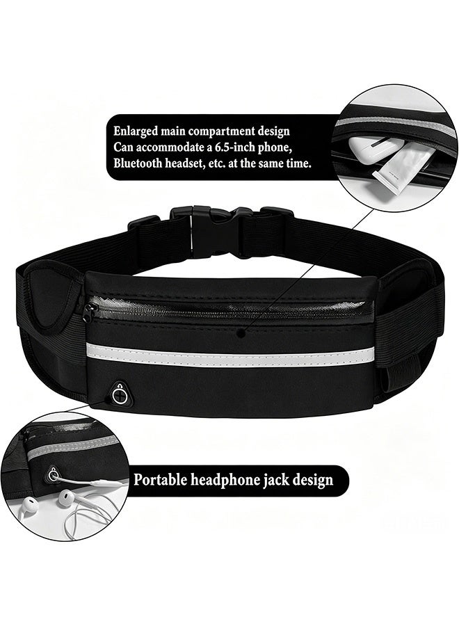 MXN 2 Pcs Waterproof Shockproof Portable Waist Pack with Water Bottle Holder Reflective Stripe - Belt Money Waist Pack - Hidden Anti Theft Passport Security Fanny Pouch for Hiking Travel (Black/Orange) - Image 4