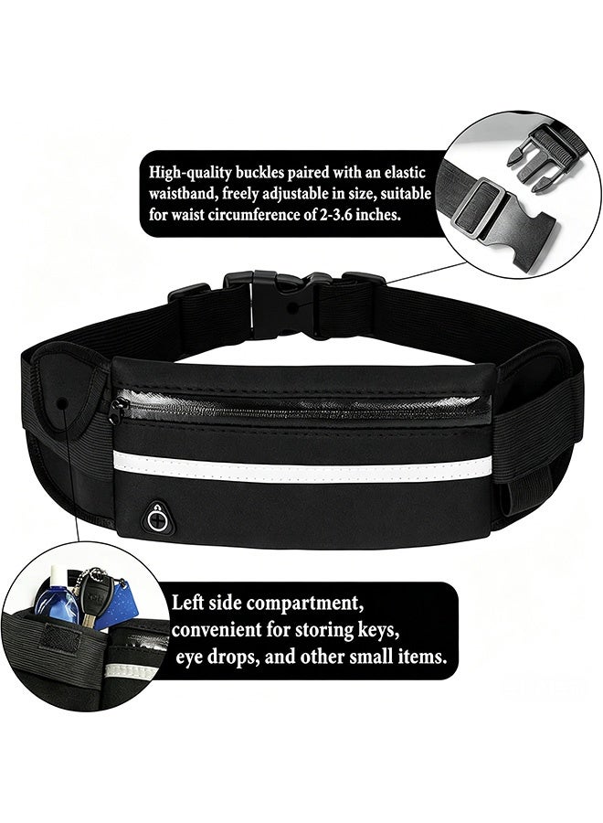 MXN 2 Pcs Waterproof Shockproof Portable Waist Pack with Water Bottle Holder Reflective Stripe - Belt Money Waist Pack - Hidden Anti Theft Passport Security Fanny Pouch for Hiking Travel (Black/Orange) - Image 3