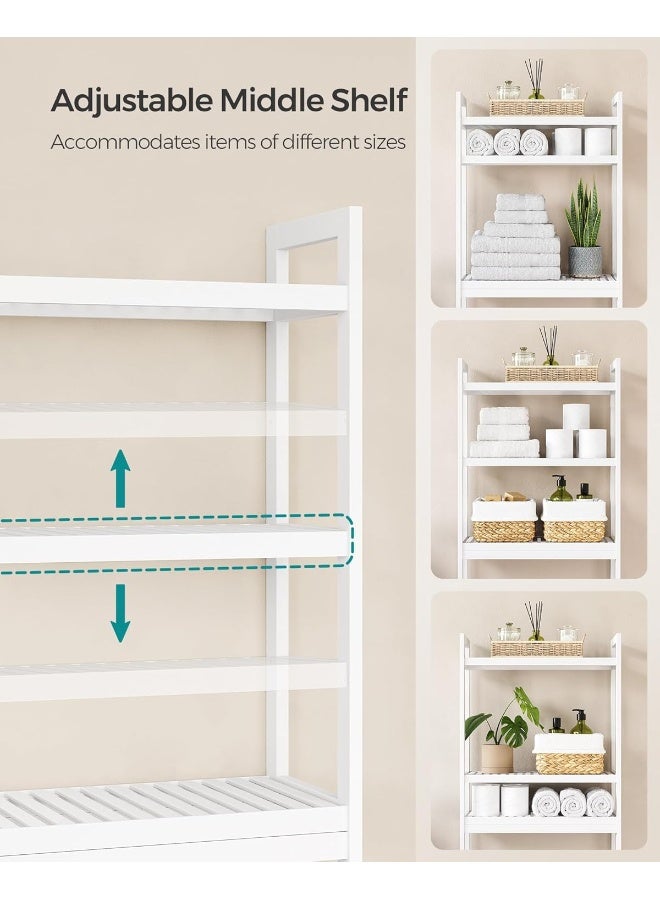 سونمجز وحدة تخزين فوق المرحاض، منظم حمام من الخيزران بثلاث طبقات مع أرفف قابلة للتعديل، رف مرحاض متعدد الوظائف، سعة تحميل ثابتة 15 كج لكل طبقة، سهل التجميع، أبيض 63 × 170 × 26 سم - Image 4