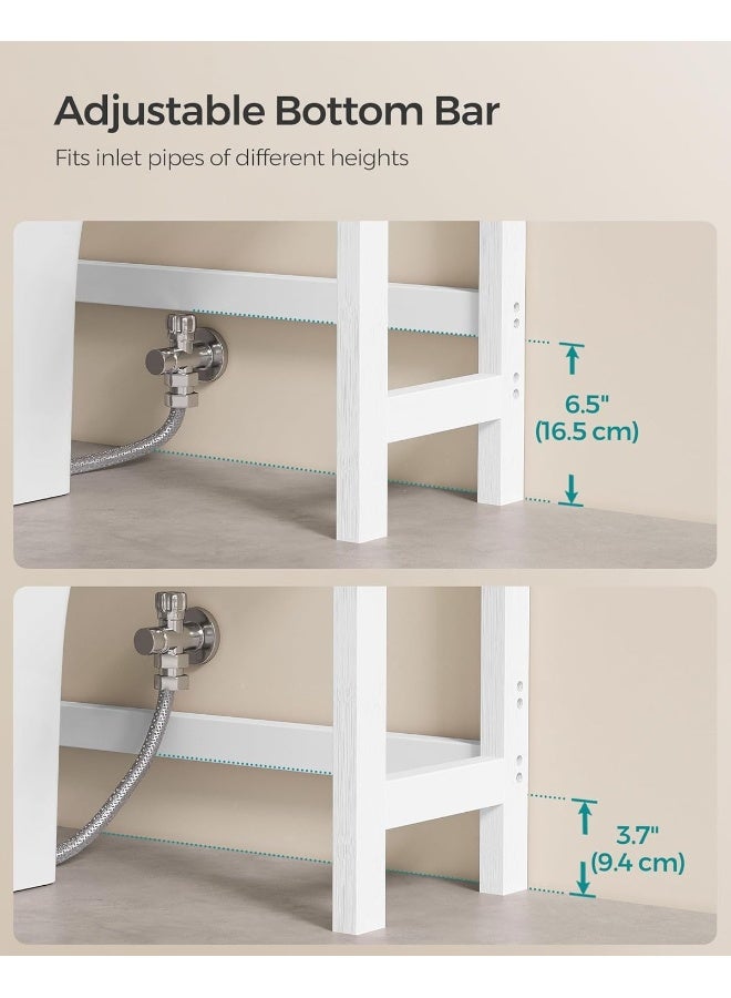 سونمجز وحدة تخزين فوق المرحاض، منظم حمام من الخيزران بثلاث طبقات مع أرفف قابلة للتعديل، رف مرحاض متعدد الوظائف، سعة تحميل ثابتة 15 كج لكل طبقة، سهل التجميع، أبيض 63 × 170 × 26 سم - Image 5