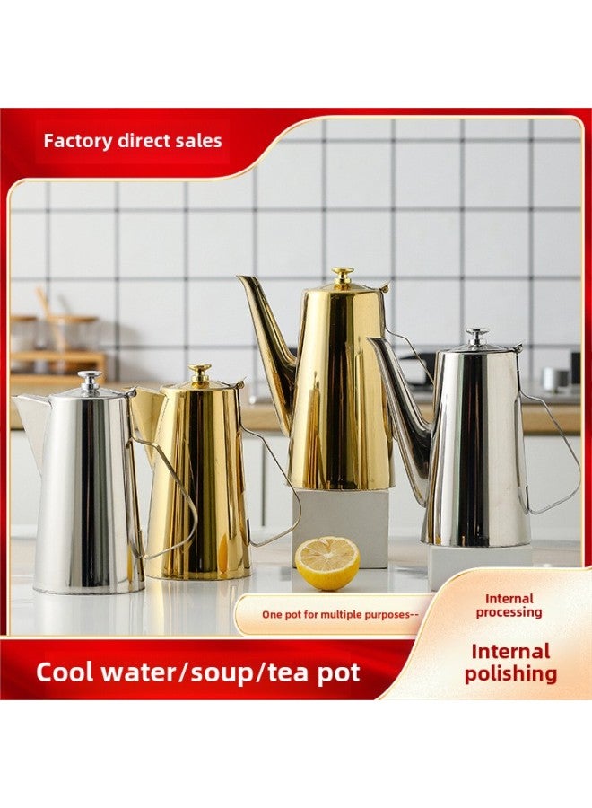 Thickened Stainless Steel Teapot Cold Kettle Hotel Cold Kettle Large Capacity Soup Kettle Restaurant Stuffy Kettle Hotel Flower Tea Kettle-Color:Natural Short Mouth-Capacity:2.0L ] - Image 2