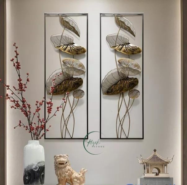 RIZIK STORE™ Metal Abstract Figures Wall Sculpture for Home Decor, Living room & Bedroom (Bronze pack of 2) - Image 2