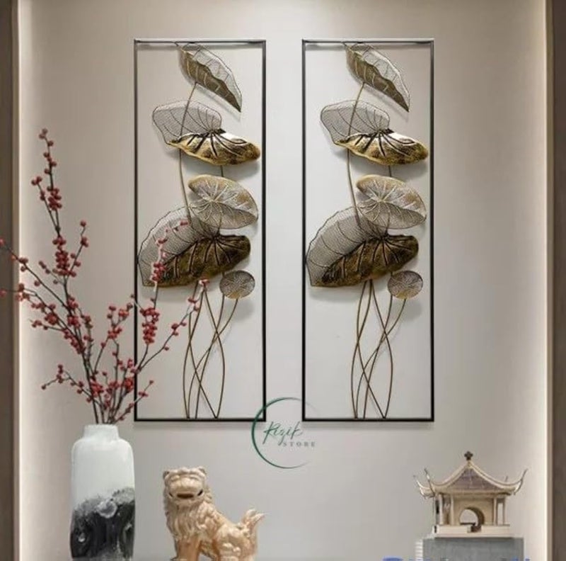 RIZIK STORE™ Metal Abstract Figures Wall Sculpture for Home Decor, Living room & Bedroom (Bronze pack of 2) - Image 1