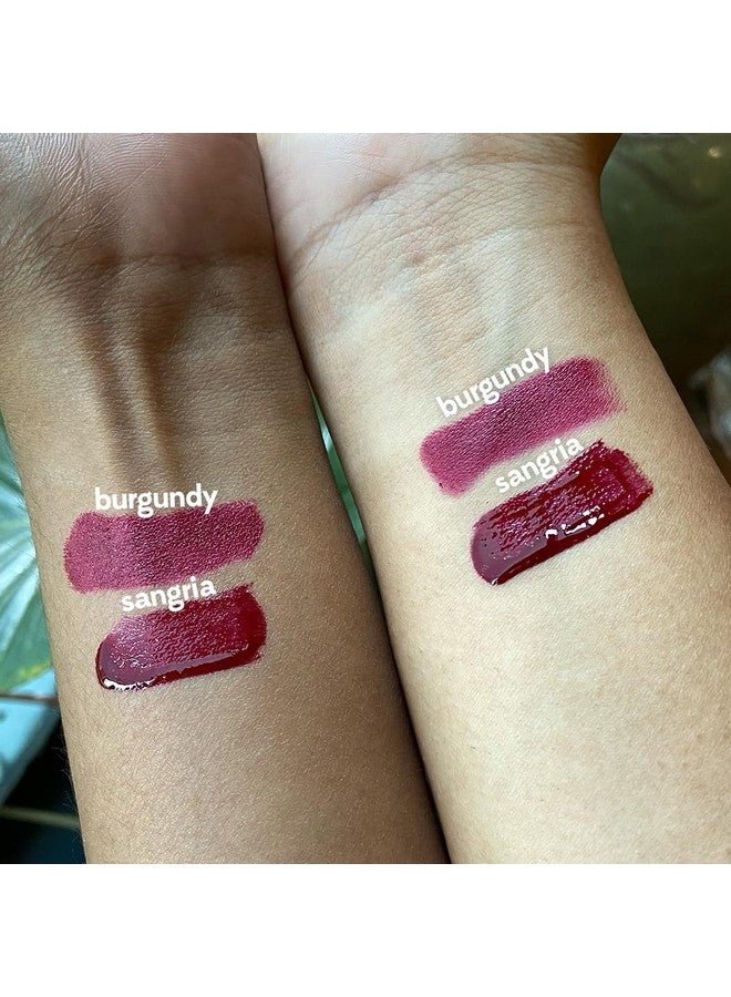 روبيز أورجانيك مجموعة هدايا تجميل الشفاه من روبي أورجانيكس - مجموعة كومبو من أحمر الشفاه وملمع الشفاه Timeless Reds، مرطبة، تدوم طويلاً، غير لزجة ولا تسبب الجفاف، ذات ملمس لامع، مكياج شفاه طبيعي - بورجوندي وسانجريا - Image 2