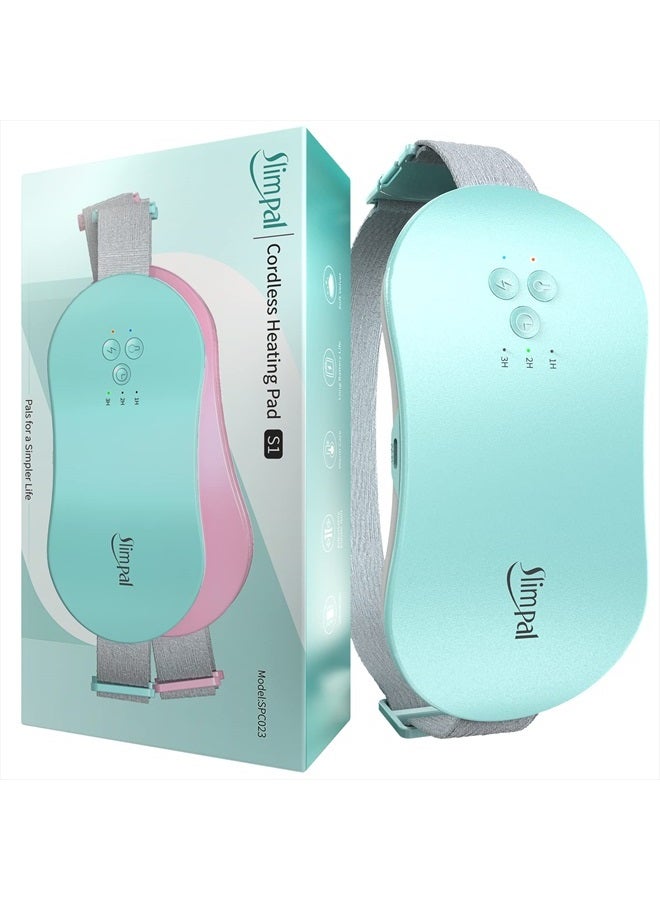 Slimpal Period Heating Pad for Cramps, FSA HSA Eligible Approved, Portable Heat Pad for Menstrual Cramp Relief, Electric Cordless Heating Belt, 3 Timer Auto Off Setting, Gifts for Women Girl, Aqua - Image 1