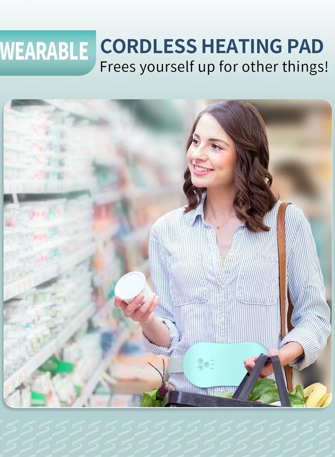 Slimpal Period Heating Pad for Cramps, FSA HSA Eligible Approved, Portable Heat Pad for Menstrual Cramp Relief, Electric Cordless Heating Belt, 3 Timer Auto Off Setting, Gifts for Women Girl, Aqua - Image 2