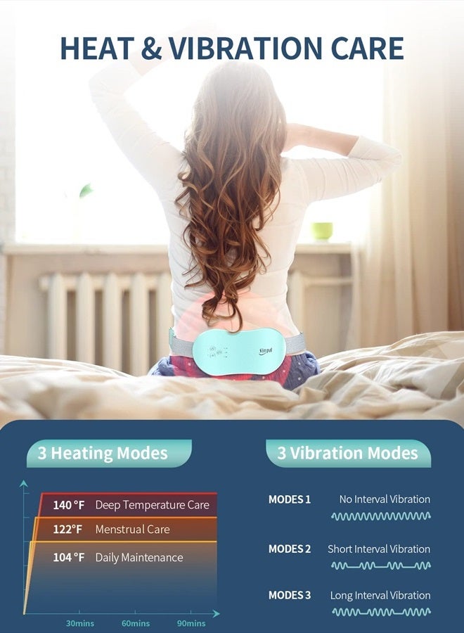 Slimpal Period Heating Pad for Cramps, FSA HSA Eligible Approved, Portable Heat Pad for Menstrual Cramp Relief, Electric Cordless Heating Belt, 3 Timer Auto Off Setting, Gifts for Women Girl, Aqua - Image 4