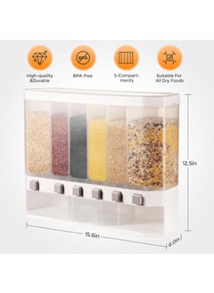 CLOUDHOME CLOUDHOME WallMounted Dry Food Dispenser 6Grid Cereal Dispensers Kitchen Food Storage Container Grain For KitchenHome  - Image 5