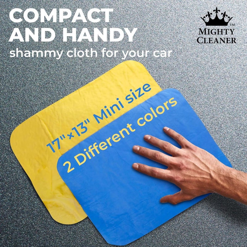 Mighty Cleaner Premium 2pk Mini +1 Free Shammy Cloth for Car Drying - 17”x13” - Super Absorbent Chamois Towel for Car - Scratch-Free, Reusable & Soft Cleaning Towel - Image 5