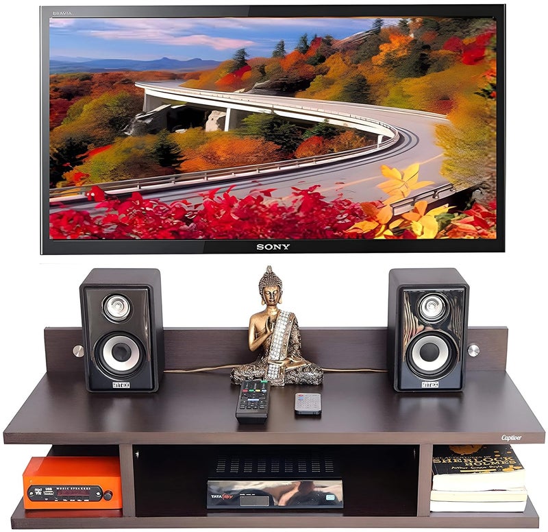 Pacific Handicrafts Pacific handicrafts Double Layer Wall Mounted Shelf for WiFi RouterSettop BoxTelephoneRemoteMobile Charging TV Set Top Box Wall Shelf