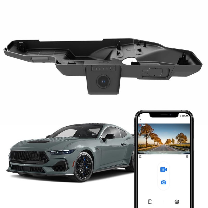 Fitcamx 4K Dash Cam Compatible with Ford Mustang 2024 2025 Ecoboost GT Premium Dark Horse Integrated OEM Look UHD 2160P Video Loop Recording Builtin WiFi APP GSensor Plug Play 64GB Card - Image 2