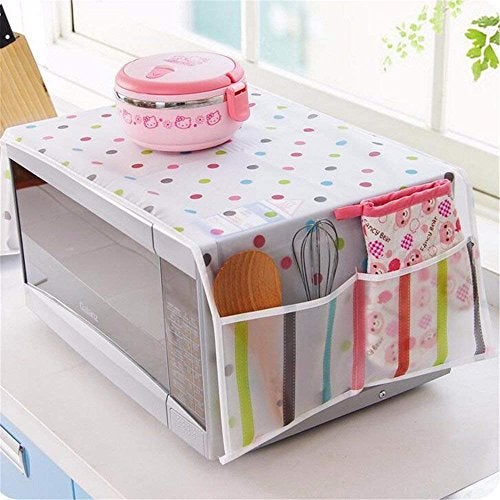 MAX HOME� Microwave Oven Cover with 2 Pouch Dustproof Cloth Cover Microwave Oven Set � 1 Pcs (Assorted Colour and Design) - Image 1