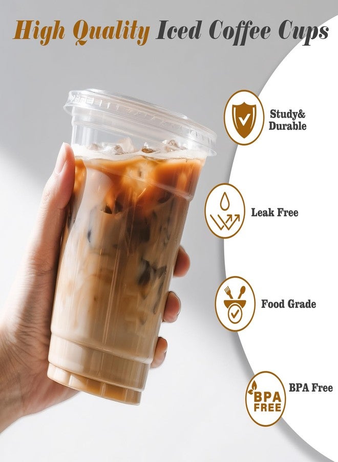 Ginkgo 50 Pack 20 oz Plastic Iced Coffee Cups with Lids and Straws, Clear Disposable To Go Cups for Coffee, Cold Drinks, Smoothie and Coffee Bar Accessories - Image 3