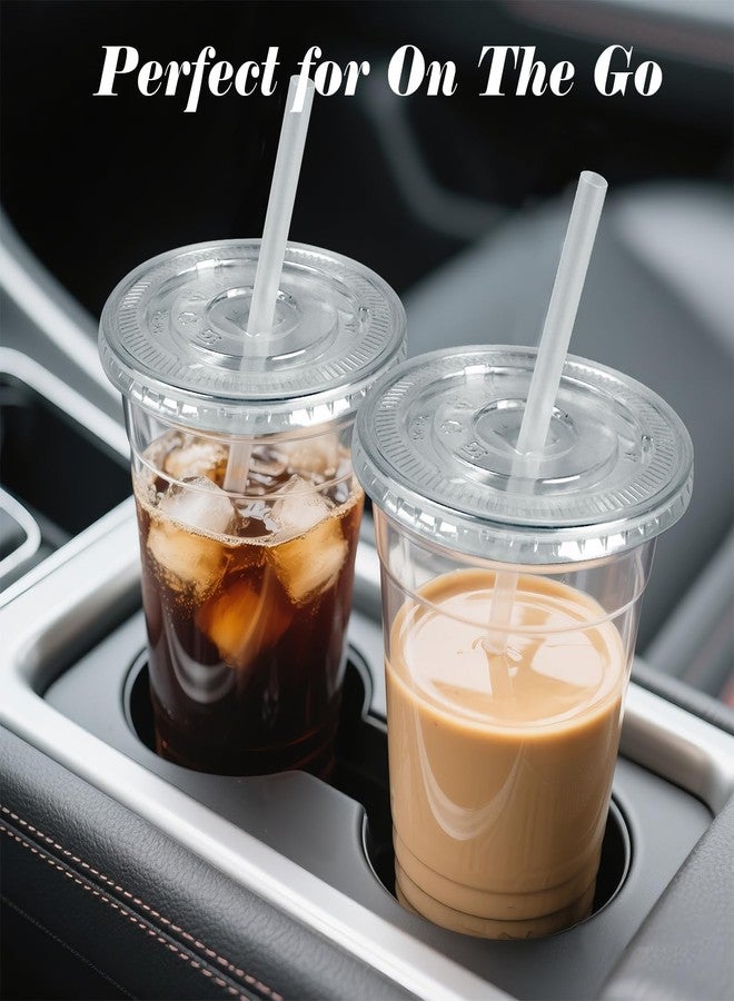 Ginkgo 50 Pack 20 oz Plastic Iced Coffee Cups with Lids and Straws, Clear Disposable To Go Cups for Coffee, Cold Drinks, Smoothie and Coffee Bar Accessories - Image 4