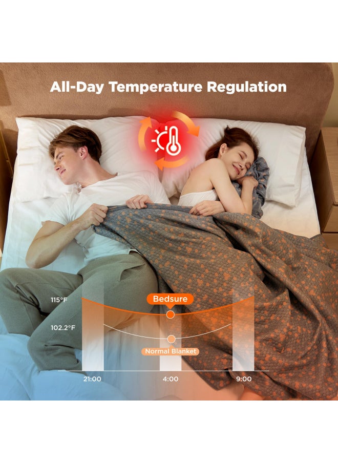 Bedsure - Bedsure Graphene Warm Thick Blanket for Winter, Heavy Temperature Regulating Blanket Textured Thermal Blankets Queen Size for Bed, Cozy Blankets for Women Gifts, Soft Blanket for Men, Grey, 90x90 - Image 1