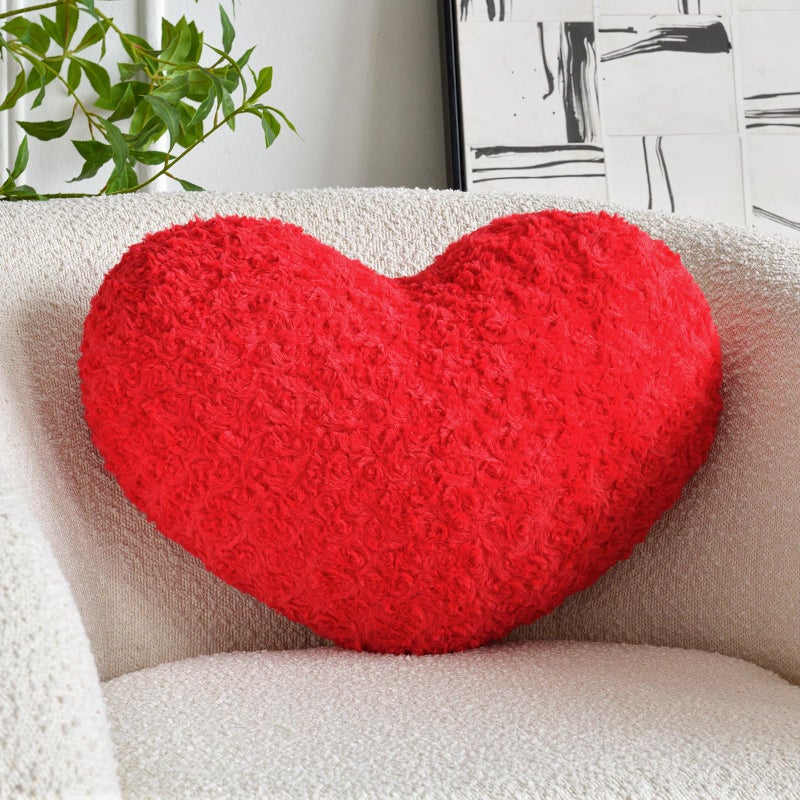 ZCNYCLAM Heart Pillow, Soft Heart Shaped Pillow with Room Decorative Throw Pillows for Bed Couch Chair Sofa, Heart Shaped Cute Throw Pillow Cushion for Bedroom Living Room (Red, Mini 12.9" x 9.8") - Image 1