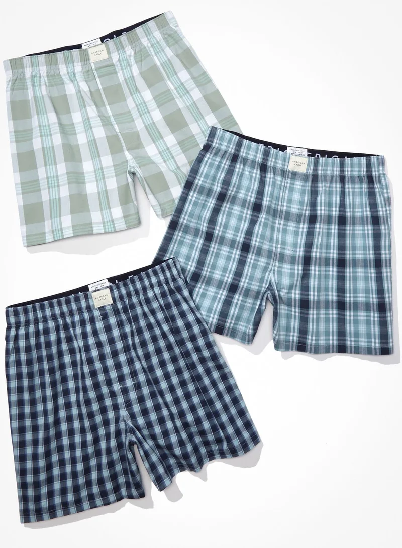 American Eagle 3 Pack Checked Boxer Shorts