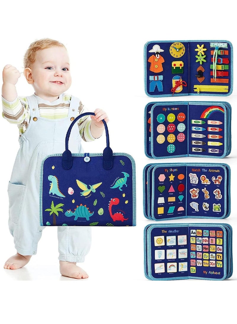 Busy Board Montessori Toy for 1-4 Year Old Toddlers, Sensory Activity Board for Preschool Learning, Educational Learning for Fine Basic Dress Motor Skills,Travel Toys Gift for Boys Girls - Image 1