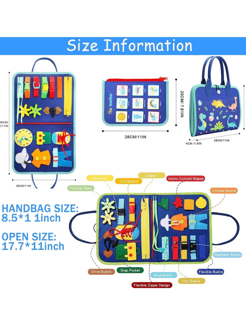 Busy Board Montessori Toy for 1-4 Year Old Toddlers, Sensory Activity Board for Preschool Learning, Educational Learning for Fine Basic Dress Motor Skills,Travel Toys Gift for Boys Girls - Image 2