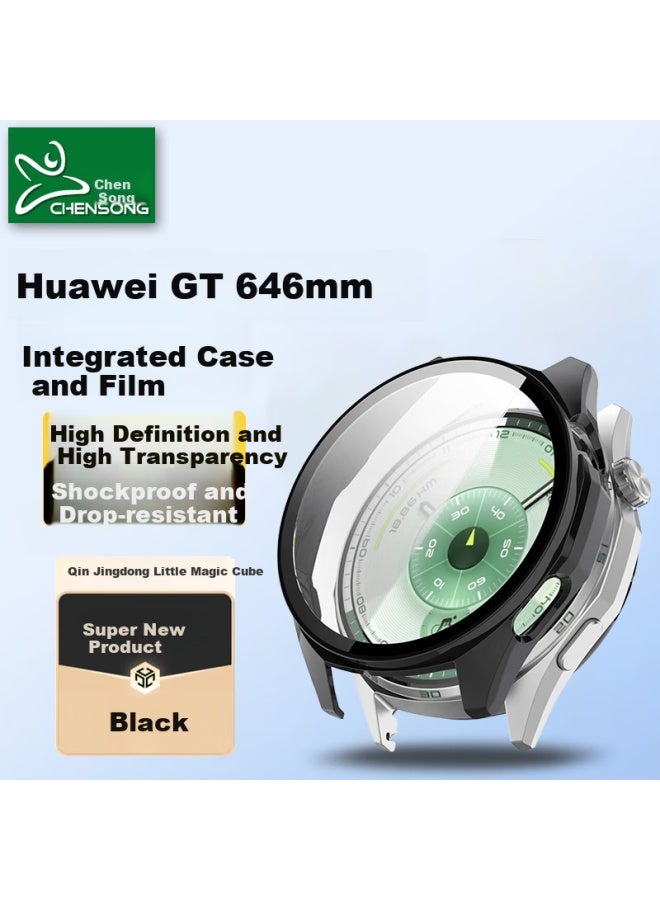 Chensong Gt6 Protective Case And Tempered Film For Huawei Watch Gt6 46mm Black Shockproof And Anti-collision Pc Shell Film - Image 1