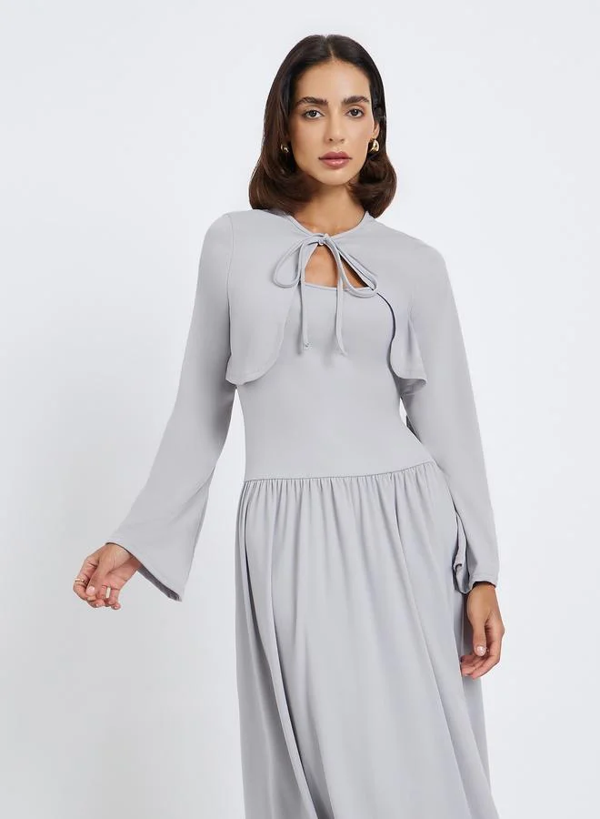 Styli Solid Two-piece A-line Midi Dress