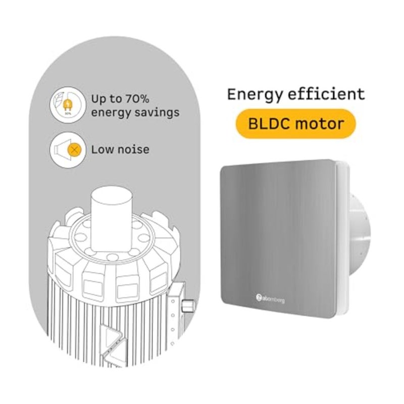 Studio Exhaust 150mm Suitable for Bathroom, Kitchen BLDC Motor Easy to Clean 1+1 Year Warranty Brushed Steel - Image 3