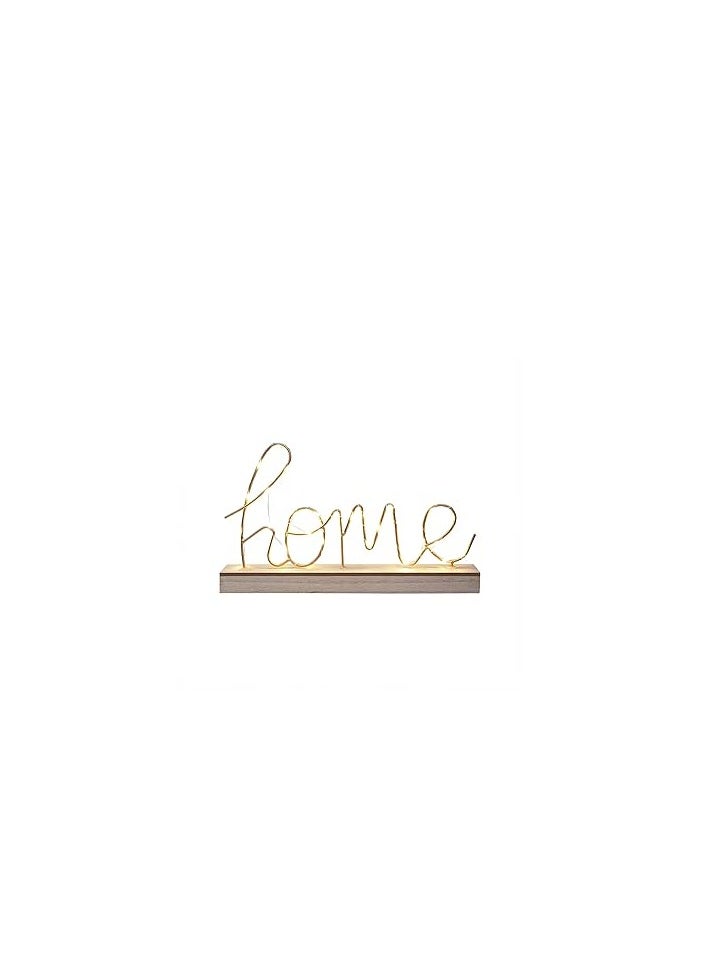 ماركة غير محددة مصباح زخرفي بعلامة LED على شكل كلمة "Home" لعرض الطاولة أو الرف أو الرف؛ قاعدة خشبية وأحرف ذهبية مضيئة؛ غرفة المعيشة الحديثة في المزرعة، غرفة النوم، تزيين الطاولة؛ ديكور غرفة LED يعمل بالبطارية  - Image 1