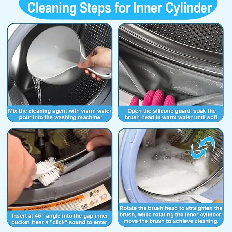 Washing Dryer Machine Rubber Seal Cleaning Brush Kits, Front Load Washer Cleaner Tools-1 PC Drum Slot Clean Brush & 5 PCS Crevice Cleaning Brushes for Bathroom, Shower & Kitchen Sink Household - Image 4