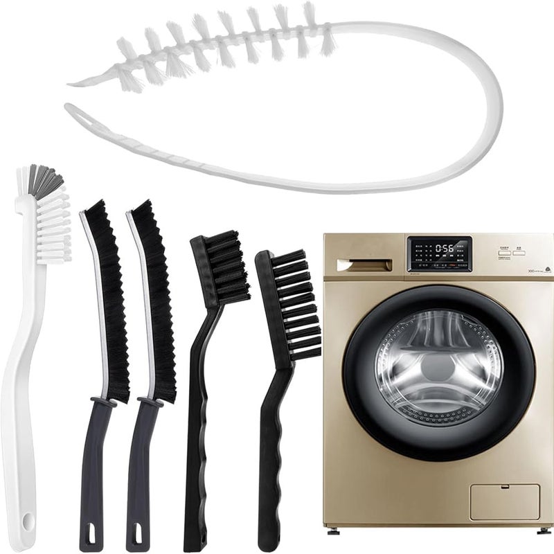 Washing Dryer Machine Rubber Seal Cleaning Brush Kits, Front Load Washer Cleaner Tools-1 PC Drum Slot Clean Brush & 5 PCS Crevice Cleaning Brushes for Bathroom, Shower & Kitchen Sink Household - Image 1