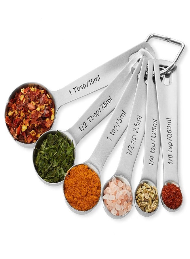 Last Confection Stainless Steel Measuring Spoons, Set of 6 for Dry Spices and Liquid Cooking & Baking Ingredients - Image 1