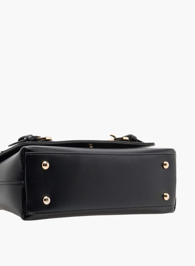 Paprika Solid Crossbody Bag with Detachable Strap and Flap Closure