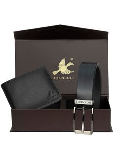 HORNBULL HORNBULL Mens Gift Combo Black Wallet and Belt | RFID Wallet Gift Combo for Men | Wallet for Men BW104118 (Black Wallet+Black Belt)  - Image 2