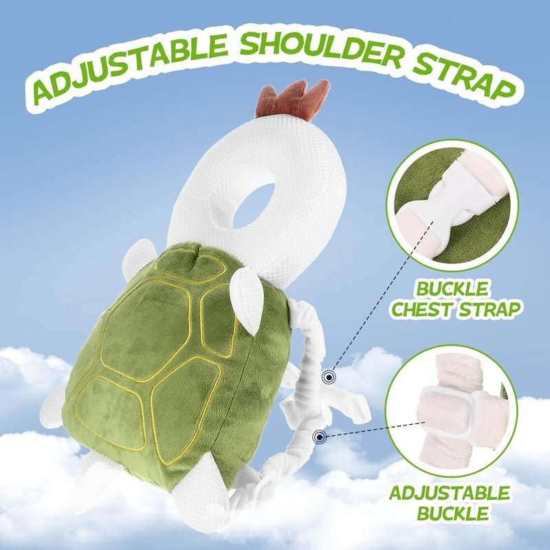 Pucmaoci Baby Toddler Head Protector, Baby Head Protection Backpack, Adjustable, Lightweight and Breathable, Turtle - Image 3