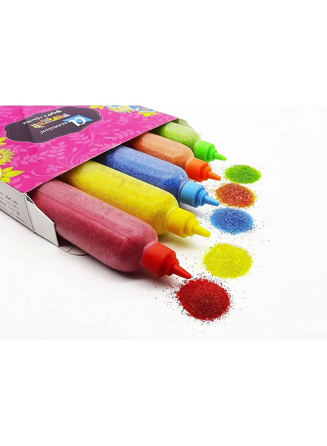 Ascension ألوان مسحوق رانغولي 10 من أسينشن 80 جرام لكل منها 2 حشوات، 3 قوالب و 3 قوالب طوابع مجموعة أدوات صنع رانغولي ألوان خزفية مسحوق لون رانغولي لنافاراتري بونغال بوجا معبد (مجموعة 1) - Image 2