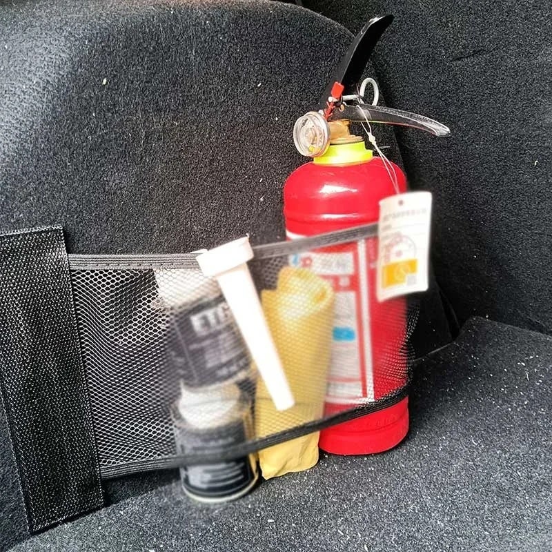 Car Trunk Elastic Storage Net Mesh Fixed Straps Car Organizer Extinguisher Storage Net Bag Seat Back Fixing Bag Auto Accessories - Image 2