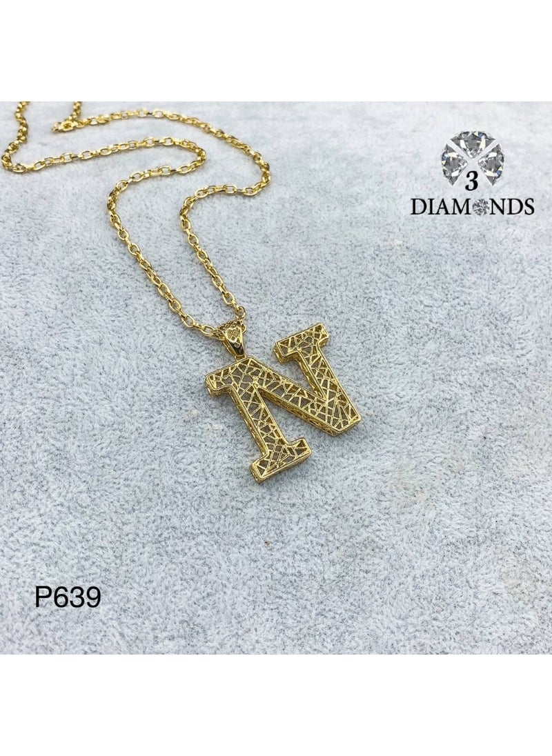 3Diamonds 3DIAMONDS Women’s Gold-Plated Necklace with Letter "N" Pendant – Personalized Initial Jewelry  - Image 2