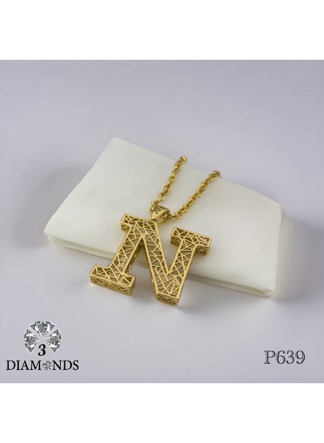 3Diamonds 3DIAMONDS Women’s Gold-Plated Necklace with Letter "N" Pendant – Personalized Initial Jewelry  - Image 1
