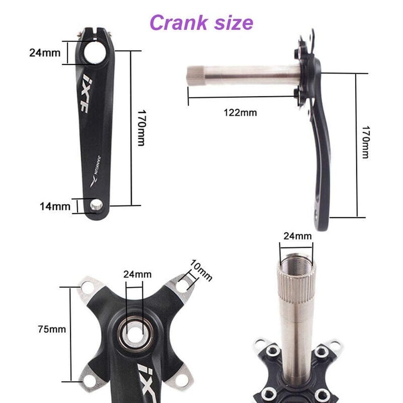 BUCKLOS IXF 104 BCD 30-52T Mountain Bike Crankset -Hollow Integrated MTB 170mm Crank Set- Aluminum Alloy Bike Crankset with Narrow Wide Tooth Chainring Bottom Bracket Bolts (Black/Red) - Image 2