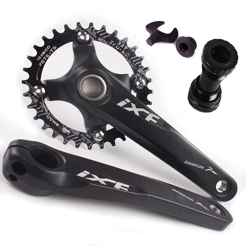 BUCKLOS IXF 104 BCD 30-52T Mountain Bike Crankset -Hollow Integrated MTB 170mm Crank Set- Aluminum Alloy Bike Crankset with Narrow Wide Tooth Chainring Bottom Bracket Bolts (Black/Red) - Image 1