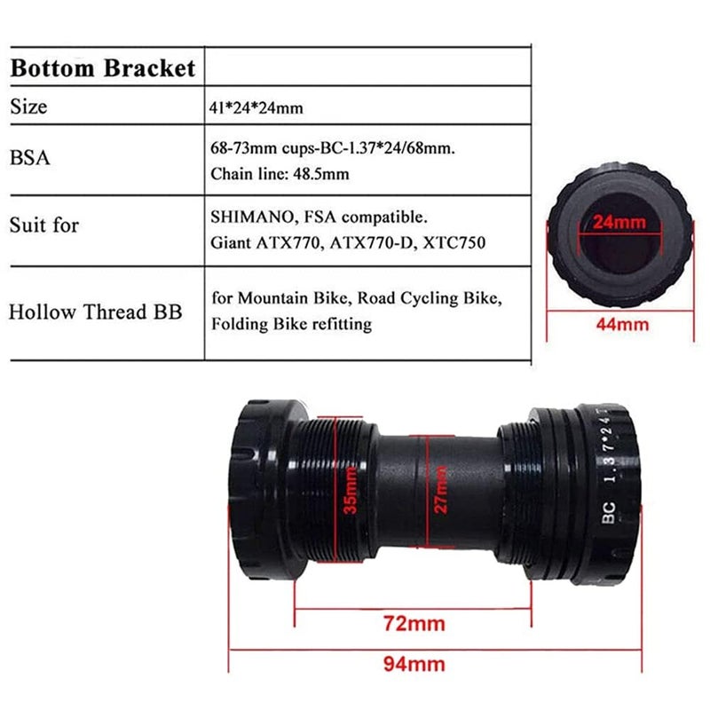 BUCKLOS IXF 104 BCD 30-52T Mountain Bike Crankset -Hollow Integrated MTB 170mm Crank Set- Aluminum Alloy Bike Crankset with Narrow Wide Tooth Chainring Bottom Bracket Bolts (Black/Red) - Image 4