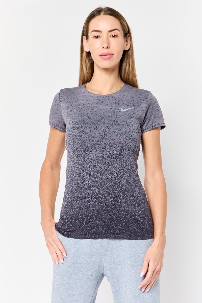 Nike Women Slim Fit Short Sleeve Running Top, Multicolor - Image 1