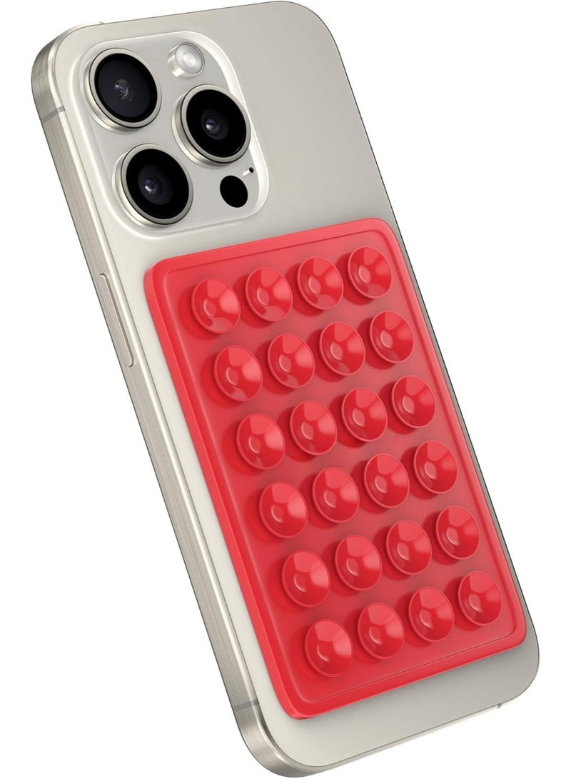 Suction Phone Case Mount, Sillicon Adhesive Phone Accessory for iPhone and Android, Hands-Free Fidget Toy Mirror Shower Phone Holder, Tiktok Videos and Selfies (Red) - Image 4