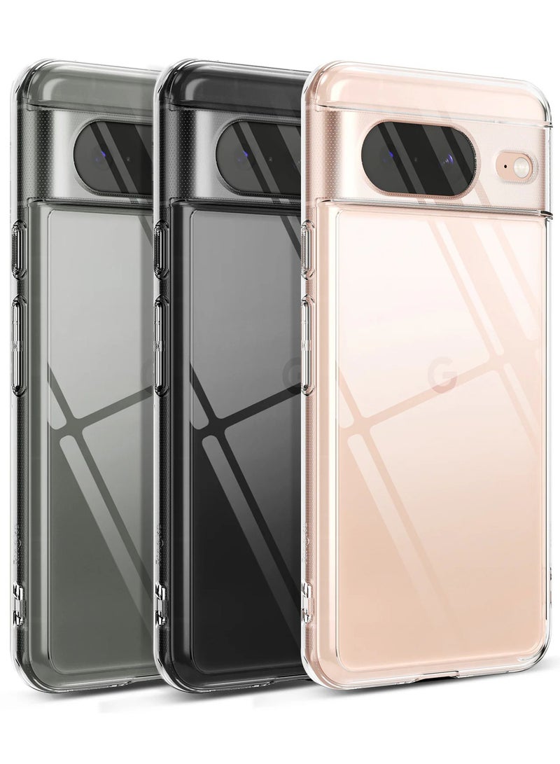 Crystal Clear Transparent Phone Case Google Pixel 8 – Slim Ulta Thin Hard TPU Shockproof Cover, Anti-Yellowing Crystal Clear Protective Back Case with Camera Protection - Image 1
